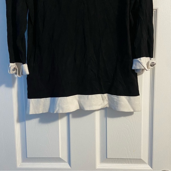 Calvin Klein Women’s Black & Off-White 3/4 Sleeve Collared Sweater Size L - Picture 10 of 12